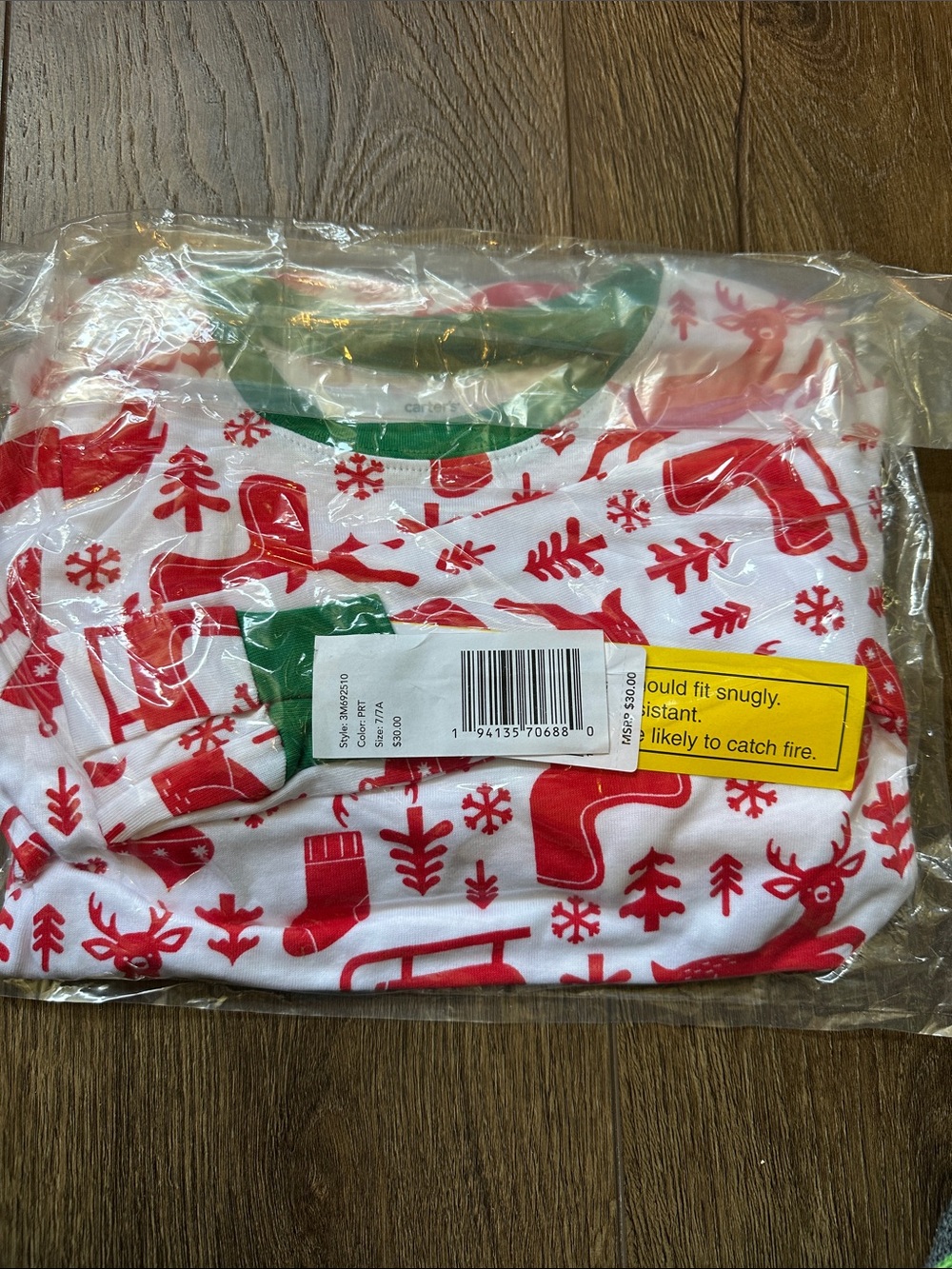 Carter’s Pajama Set Red & White Holiday Print